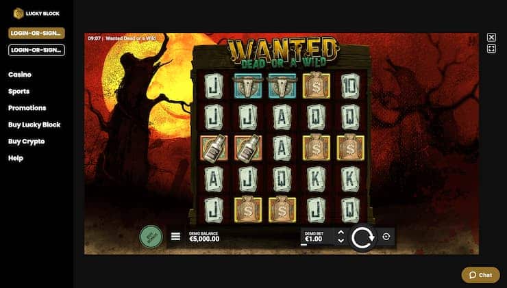 Play Wanted Dead or a Wild Slot on Lucky Block