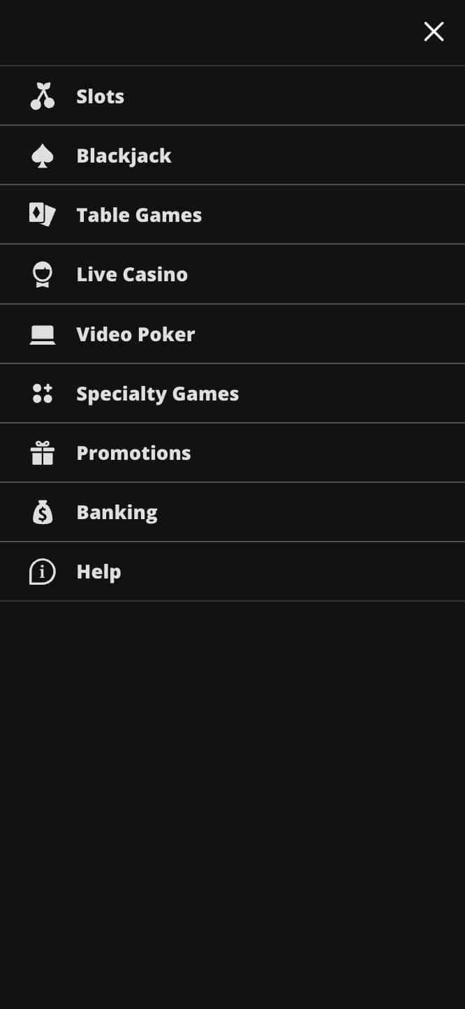 Wild Casino App Game Selection