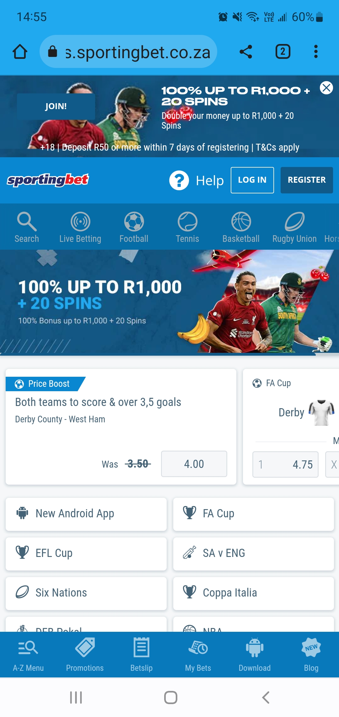 Sportingbet SA Bonus for February 2024 Claim R3,000 + 300 Spins