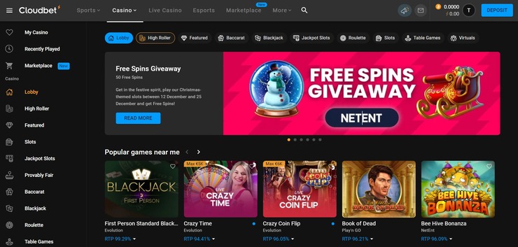 Cloudbet homepage