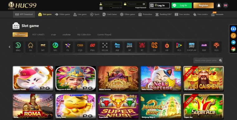 huc99 casino review for Thailand - slots section