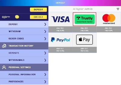 no account casinos UK - Deposit