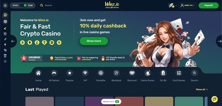 Winz.io homepage