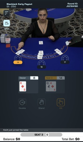 Live Casino blackjack stream