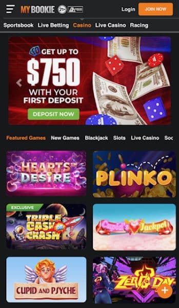 MyBookie homepage - The best casino apps IN