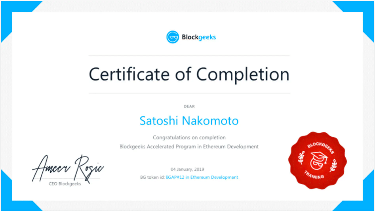 Blockgeeks certificate