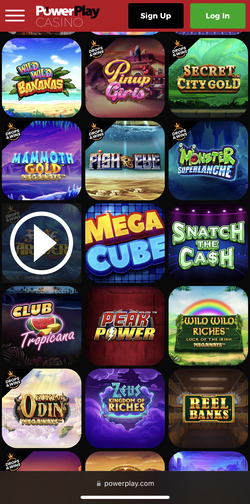 PowerPlay mobile casino homepage
