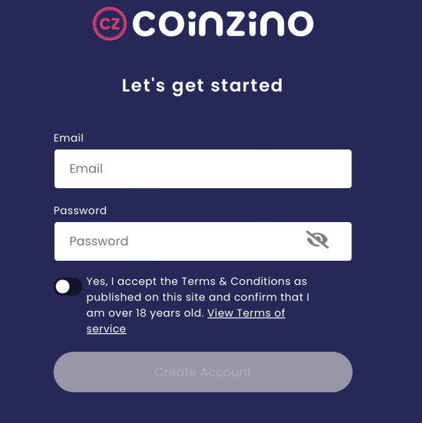 Get an Account on Coinzino