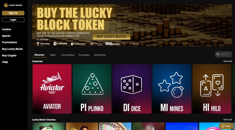 LuckyBlock Homepage Canada