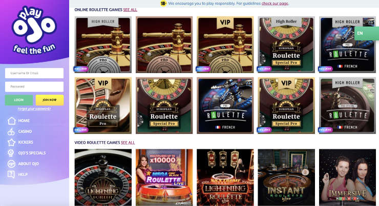 PlayOJO Free Bets Casino UK