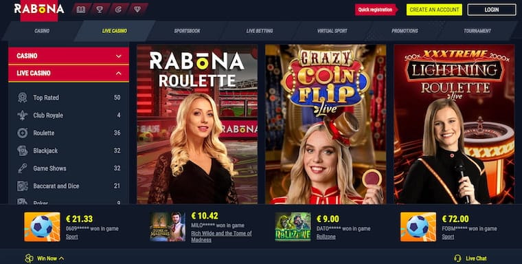 Rabona Online Casino Canada