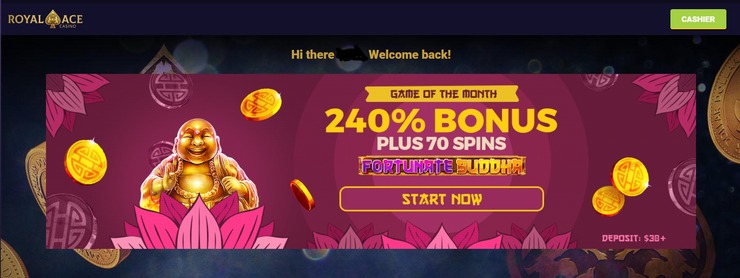 Free spins bonus at Royal Ace Casino