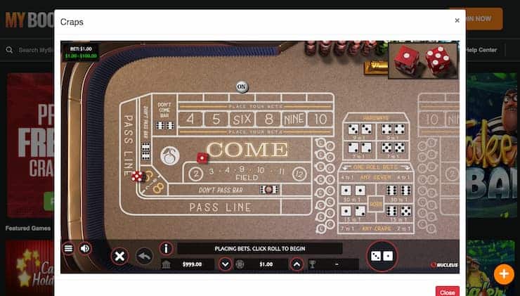 MyBookie Casino Online Craps