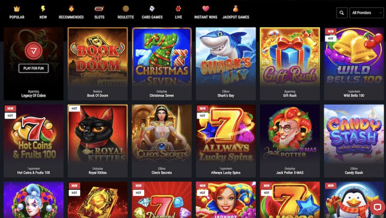 Cobra Casino Homepage