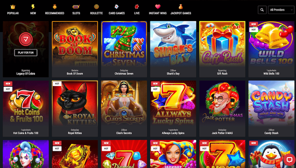 Cobra Casino Homepage