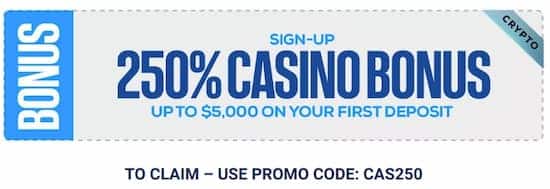 BetUS 250% match crypto casino bonus