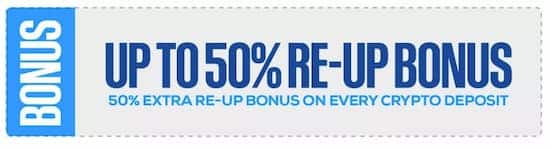 50% re-up sports bonus BetUS