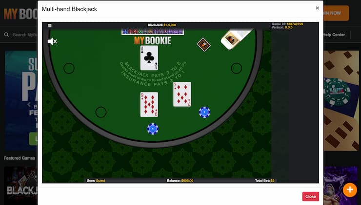MyBookie Casino Blackjack