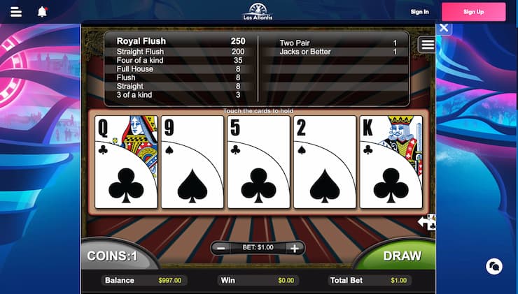 Las Atlantis Casino Video Poker