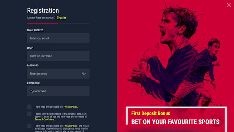 Rabona Sign Up Page