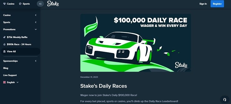 Stake Daily Race Promo