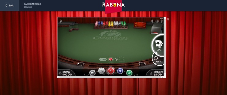 Poker table game at Rabona