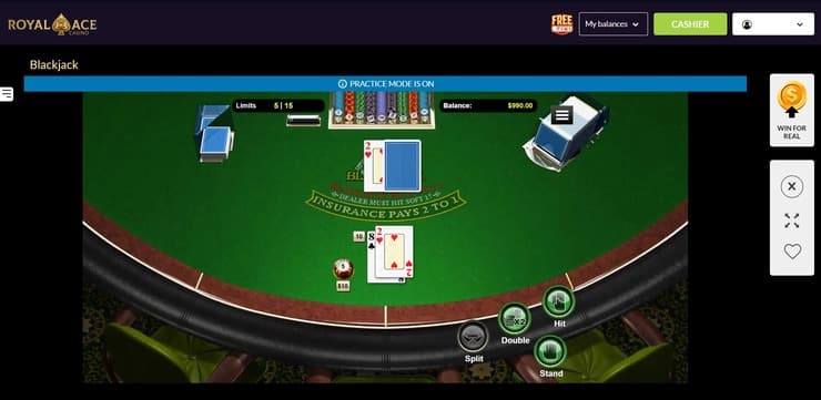 Blackjack game at Royal Ace Casino