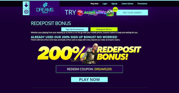 Dreams Casino Redeposit Bonus
