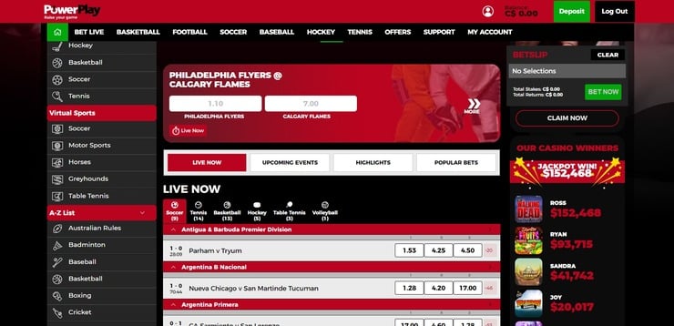 PowerPlay sports homepage