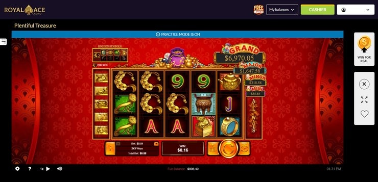 Slots game at Royal Ace Casino
