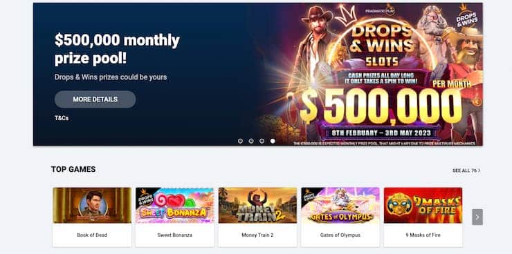 Pinnacle online casino homepage