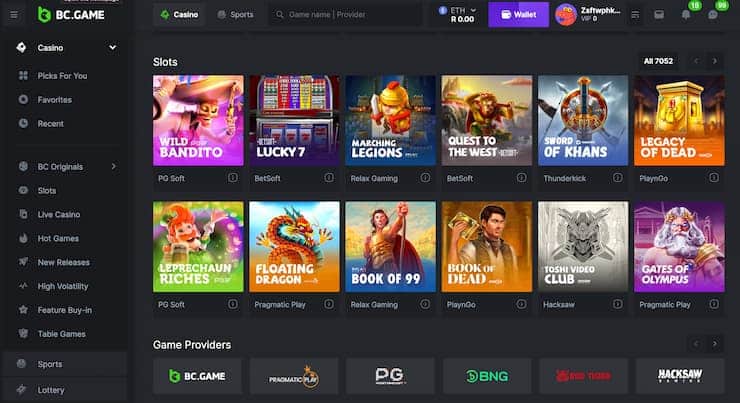 BC Game casino homepage