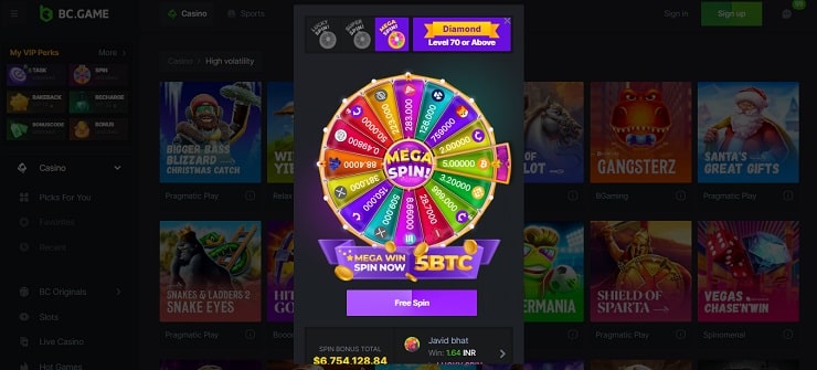 BC. Game Lucky Spins Promo