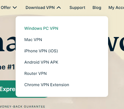 ExpressVPN Download options