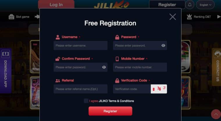 Jiliko Registration Step 2