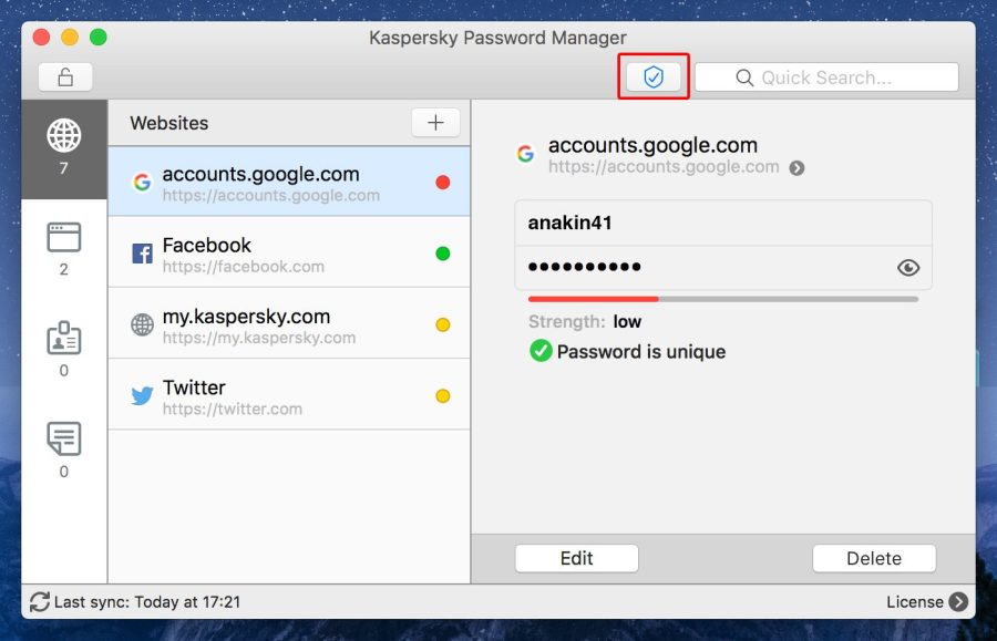Kaspersky Password Manager macOS