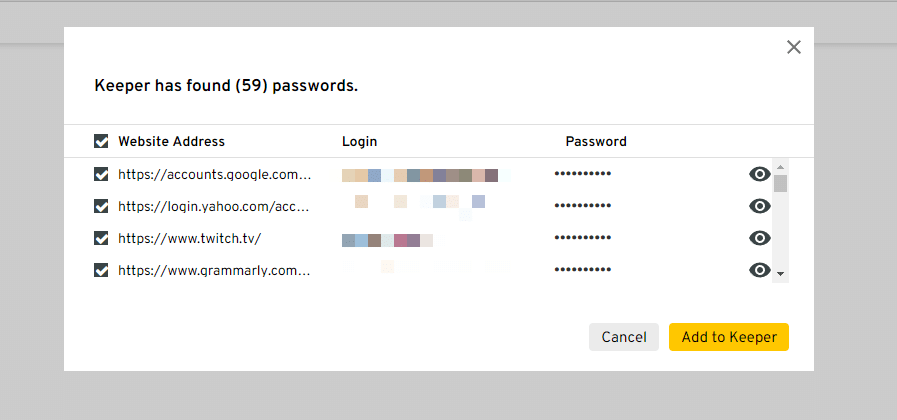 Keeper Passwords