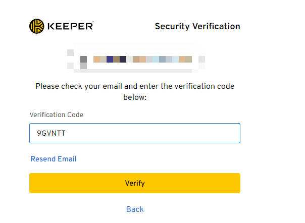 Keeper Verification Code