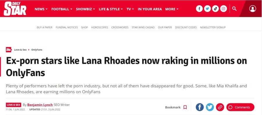 Lana Rhoades Making millions on OnlyFans 