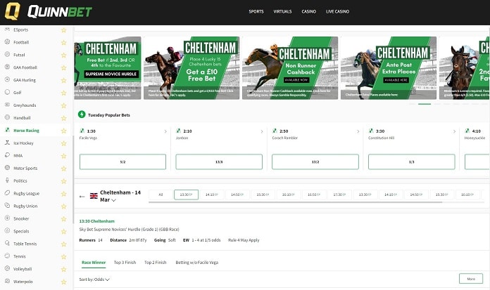 QuinnBet have established themselves as leading Cheltenham betting sites in the UK