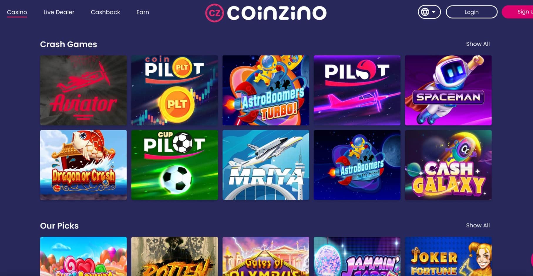 Coinzino crash games
