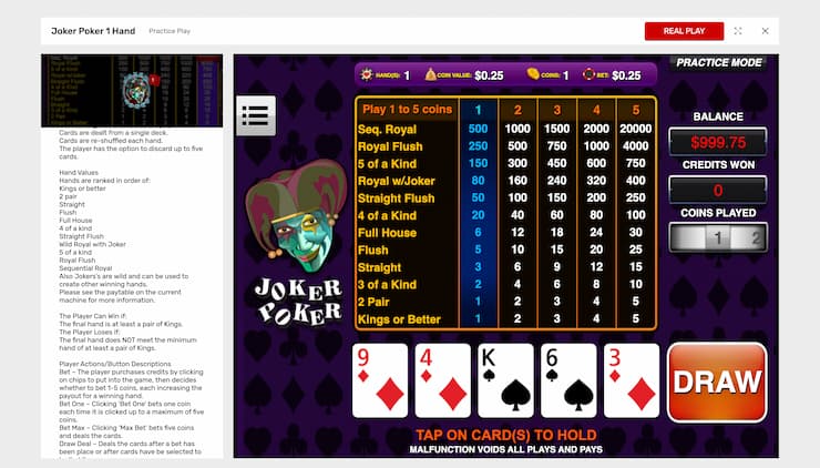 Bovada Joker Poker Video Poker