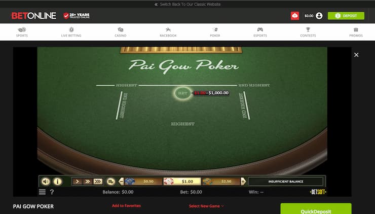 BetOnline Casino Play Pay Gow Poker