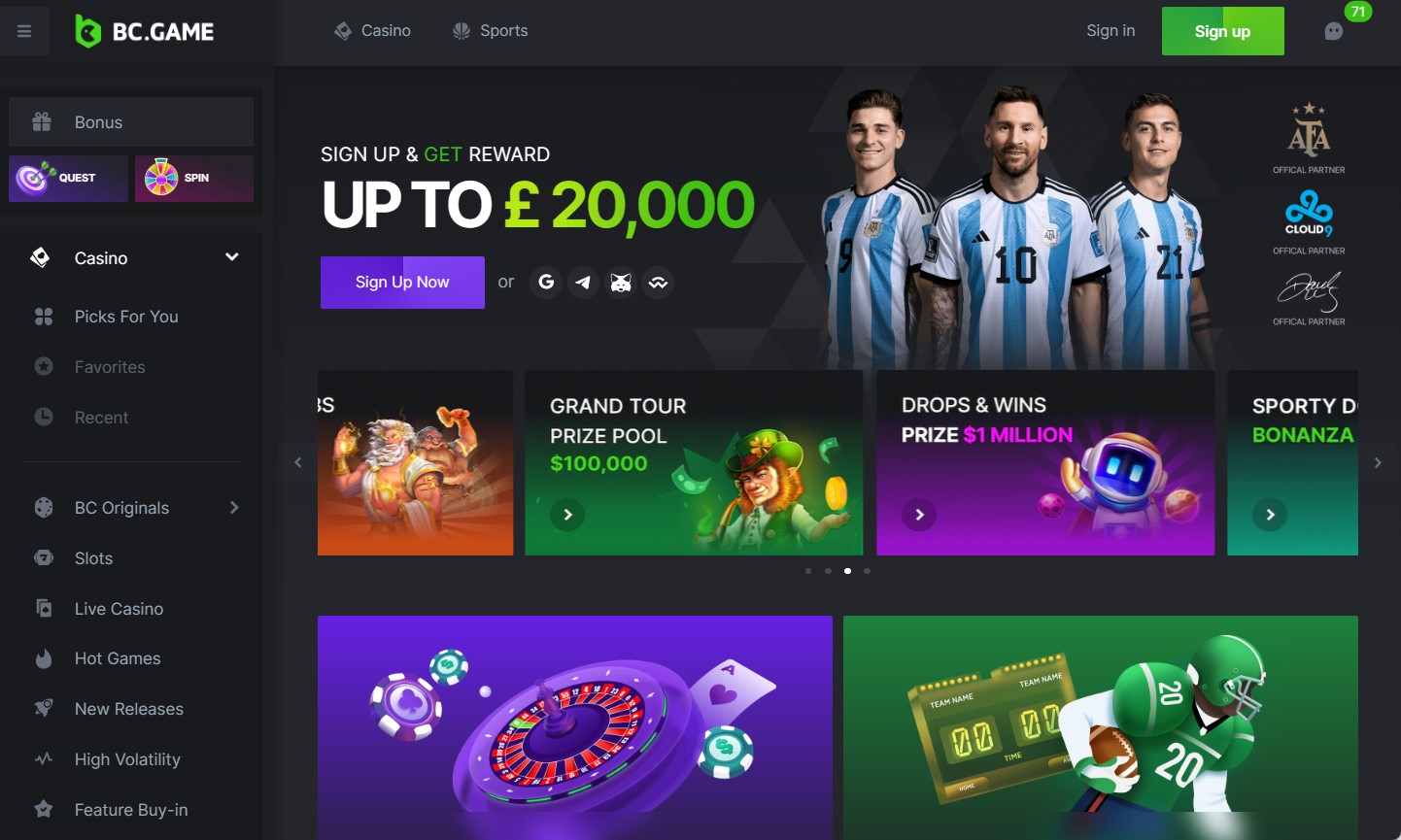 BC.Game Casino Promo Codes for UK 2023