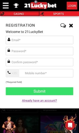 21luckybet sign up mobile