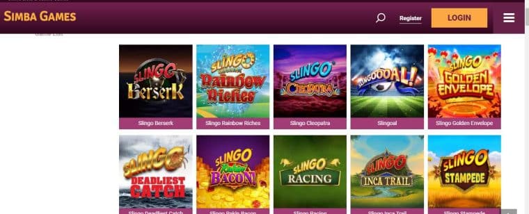 Simba Games Bally casino online site