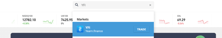 search YFI eToro
