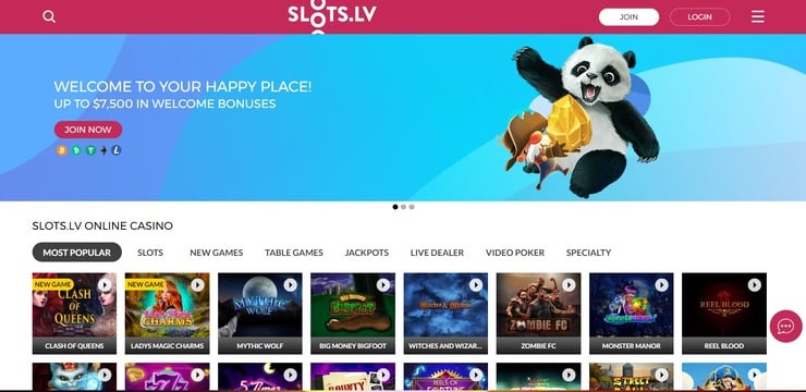 SlotsLV homepage
