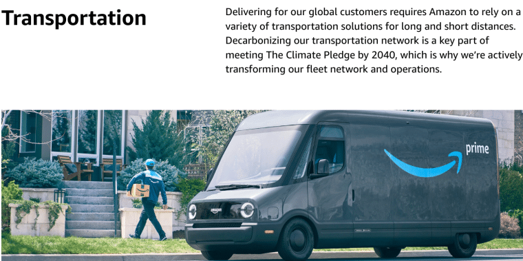 Amazon Transportation page