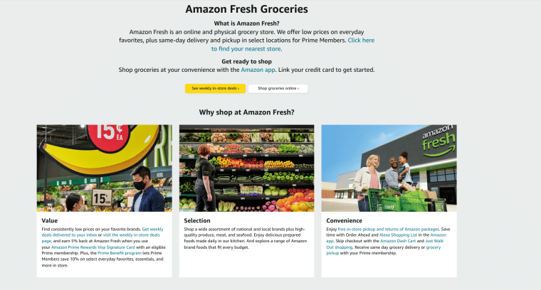 Amazon fresh page